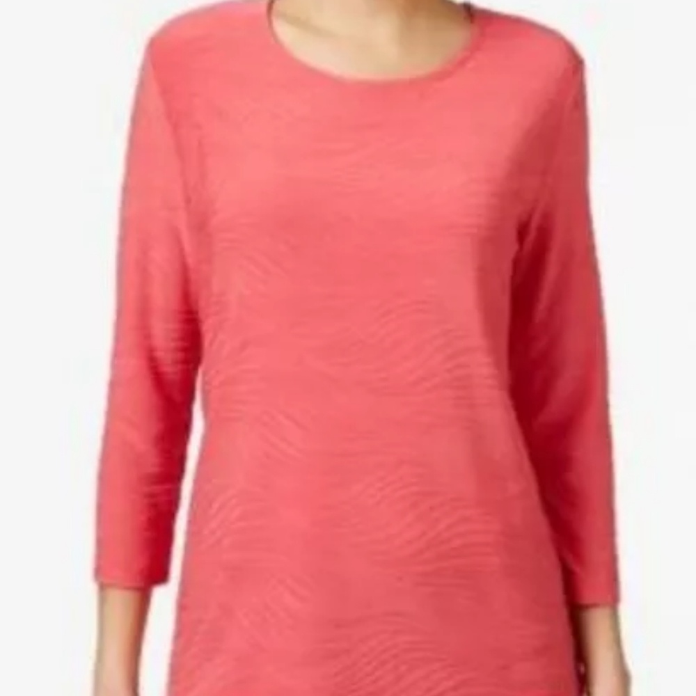 JM Collection Textured Top 3/4 Sleeves XL